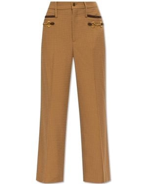 Gucci Horsebit Detailed Tailored Pants - Natural
