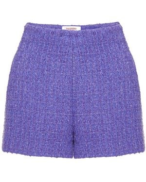 Valentino High-Waist Bouclé Shorts - Purple