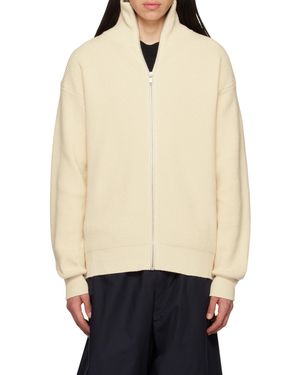 Jil Sander Zip-Up Knitted Cardigan - Natural