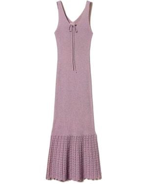 Twinset Tie-Neck Knited Dress - Purple