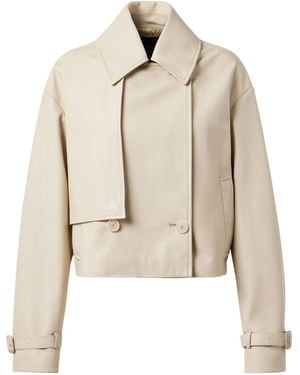 JOSEPH Long-Sleeved Cropped Leather Jacket - Natural