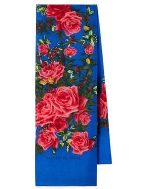 Magda Butrym Floral Wool Scarf - Blue