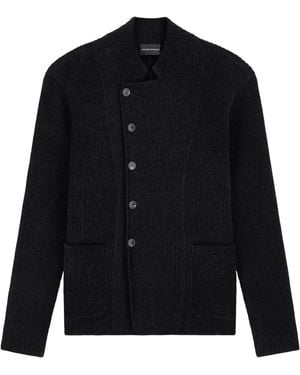 Emporio Armani Button-Up Knitted Blazer - Blue