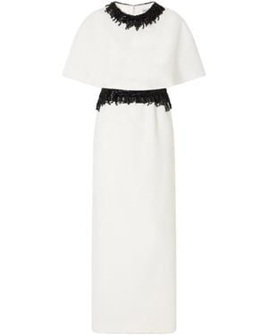 Jonathan Simkhai Vantrel Beaded Crepe Gown With Shawl-Style Detail - White