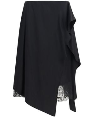 Acne Studios Layered Satin Skirt With Lace Details - Black