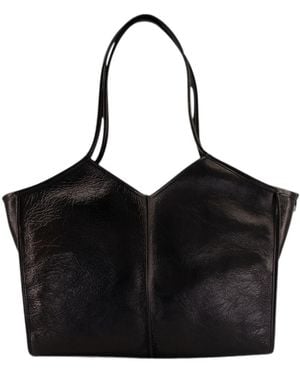 Hereu Medium Calella Distressed Leather Tote Bag - Black