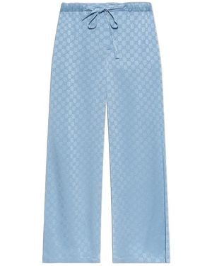 Gucci Gg-Jacquard Drawstring Pants - Blue
