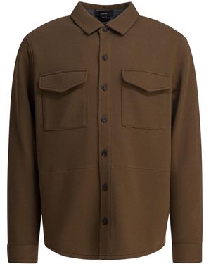 Vince Double-Knit Overshirt Jacket - Brown