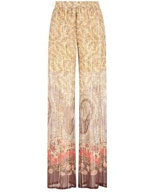 Valentino Paisley Printed Wide Leg Pants - Natural
