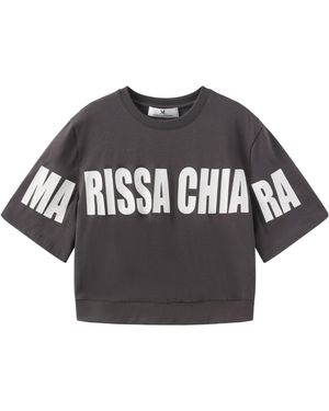 Marissa Chiara Big Logo Bat Short Sleeve Sweatshirt - Black