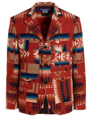 Junya Watanabe All-Over Pattern Single-Breasted Jacket - Red