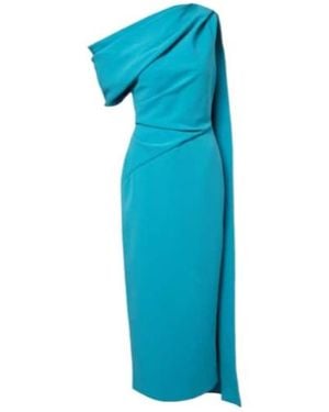ROKSANDA Maite Shawl Crepe Midi Dress - Blue
