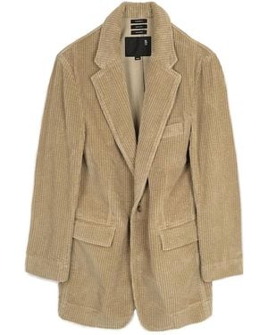 R13 Single-Breasted Oversized Ragged Blazer - Natural