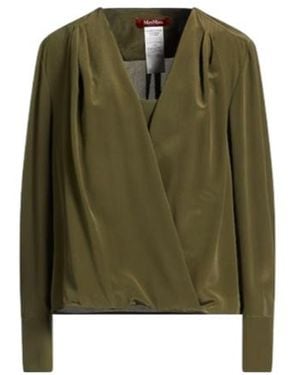 Max Mara Solid Colour Chiffon Long-Sleeve Top - Green