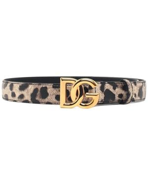 Dolce & Gabbana Leopard Printed Buckle Belt - White