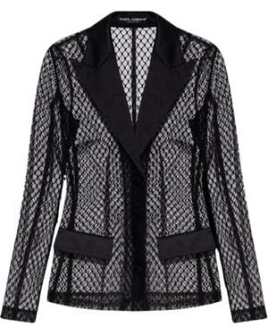 Dolce & Gabbana Single-Breasted Mesh Tuxedo Jacket - Black