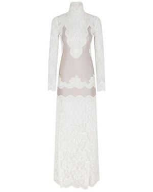Rabanne Lace-Panelled Long-Sleeve Maxi Dress - White