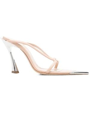 Mugler 95Mm Leather Knotted Mules - White