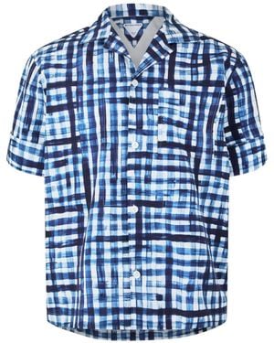 Bottega Veneta Check Short-Sleeved Shirt - Blue