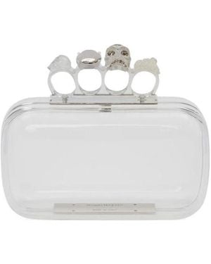 McQueen Skull Four-Ring Transparent Clutch Bag - Grey