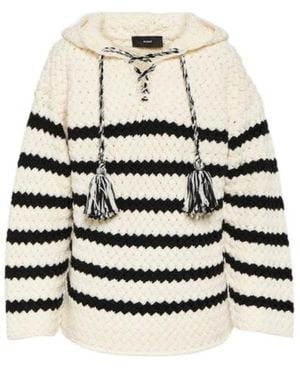 Alanui Striped Knit Hoodie - Natural
