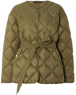 Rag & Bone Rudy Belted Quilted Shell Down Coat - Green