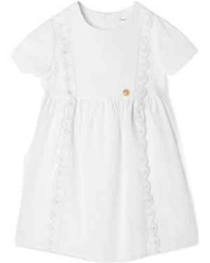 Versace Baby Jacquard Cotton-Poplin Dress - White