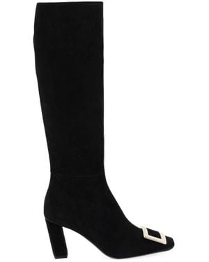 Roger Vivier Buckle-Detailed Square-Toe Boots - Black