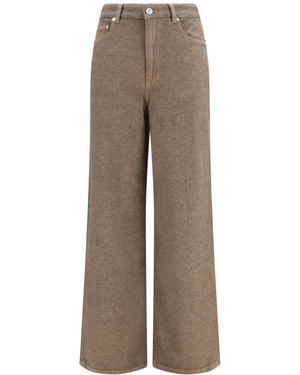 Ganni Lari Neppy Wide-Leg Jeans - Brown