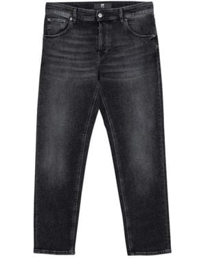 Pt Pantaloni Pt Torino Logo-Patch Straight-Leg Jeans - Grey