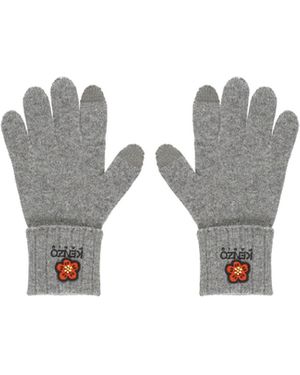 KENZO 'Boke Flower Crest' Wool Gloves - Metallic