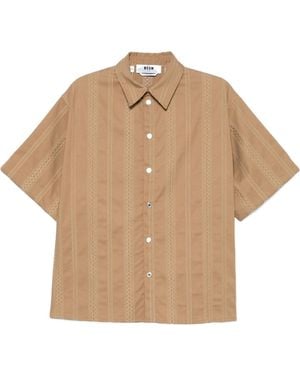 MSGM Embroidered Striped Shirt - Natural