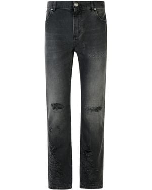 Balmain Distressed Slim Fit Jeans - Gray