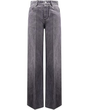 Bottega Veneta Logo Patch Washed Palazzo Denim Jeans - Grey