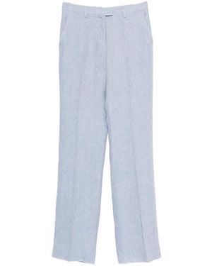 Etro Two Side Pockets Linen Tailored Trousers - Blue