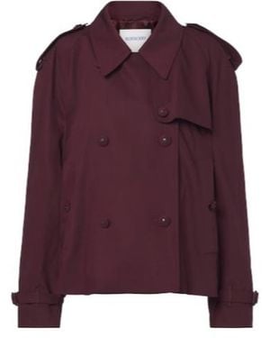 Burberry Solid-Color Trench Coat With Lapel Collar - Purple