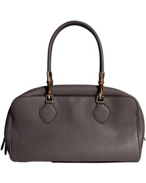 Gucci Large Bamboo Boston Bag - Brown