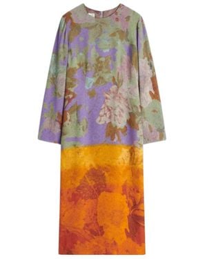 Dries Van Noten Round-Collar Long-Sleeved Dress - Multicolor