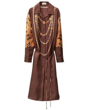 Versace Pattern-Printed Twill Mini Shirt Dress - Brown