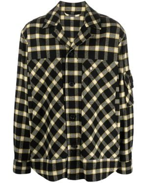 Versace Long-Sleeved Button-Down Checked Shirt Jacket - Green