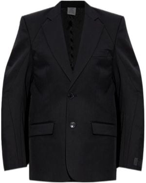 Vetements Padded-Shoulder Wool Blazer - Black