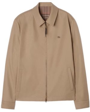 Burberry Reversible Tropical Gabardine Bloomsbury Harrington Jacket - Natural