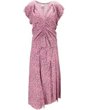 Isabel Marant Cacia Floral-Print Asymmetric Midi Skirt - Pink
