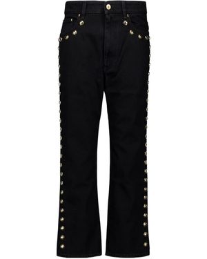 Rabanne Stud Embelished Straight Leg Jeans - Black