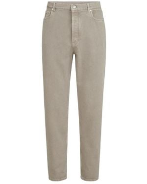 Brunello Cucinelli Garment-Dyed Denim Iconic Fit Five-Pocket Pants - Gray