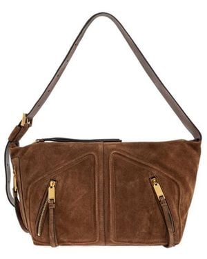 AllSaints Zippered Shoulder Bag - Brown