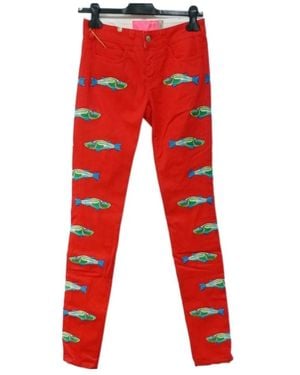 Notify Logo Straight Tube Pattern Casual Pants - Red