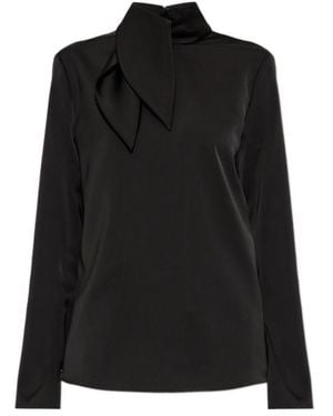 Emporio Armani Satin Bow-Neck Top - Black