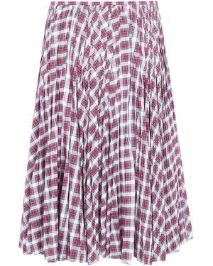 N°21 Check-Pattern Pleated Midi Skirt - Purple