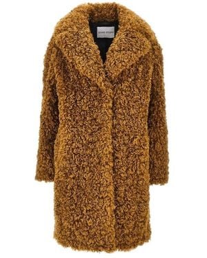 Stand Studio Lapel Long-Sleeved Coat - Brown